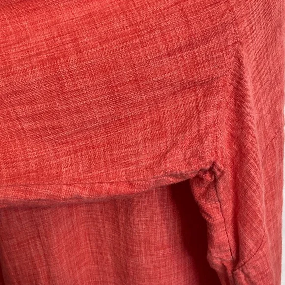 J. Jill 100% Linen Coral Button-Up Top Mandarin Collar Lightweight Knot Button - Picture 10 of 13